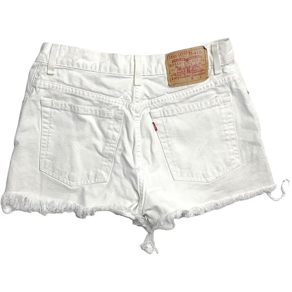 Levi's Pants - Levi's White Cut Off High Waist Raw Hem Frayed Denim Shorts Size 8 Women's
